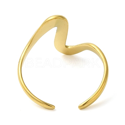 Wave 304 Stainless Steel Open Cuff Rings for Women RJEW-Z043-01F-1
