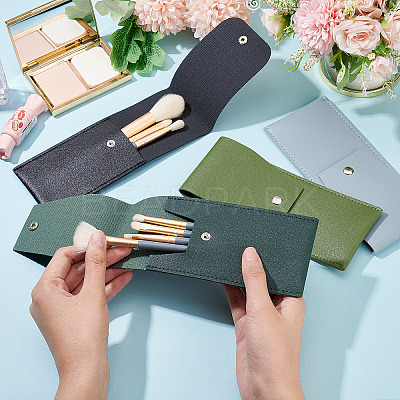 4Pcs 4 Colors Portable PU Leather Makeup Brush Bag AJEW-GA0004-46-1