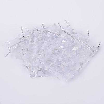 Heart Printed Organza Bags X-OP-R022-10x15-03-1