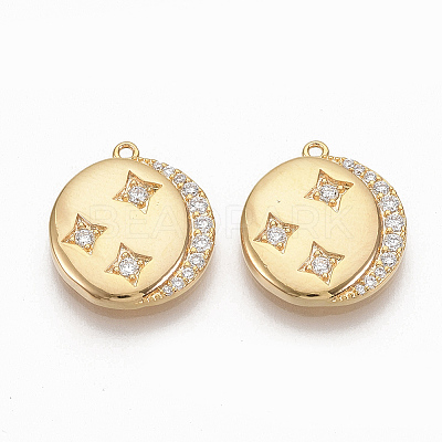 Brass Micro Pave Clear Cubic Zirconia Charms X-ZIRC-Q021-023G-NF-1