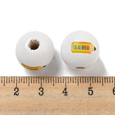 Printed Wood European Beads WOOD-L020-D10-1