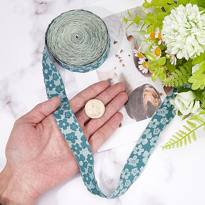 Flower Polyester Ribbons SRIB-WH20020-053A-01-1