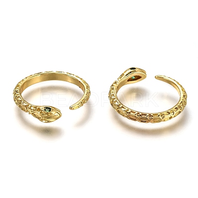 Brass Micro Pave Cubic Zirconia Cuff Rings RJEW-C100-17G-1
