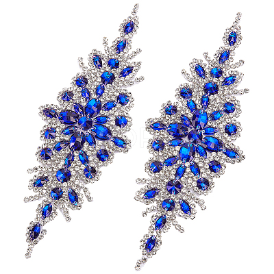 Flower Polyester & Rhinestone Embroider Thread Iron on/Sew On Patches AJEW-WH0596-454-1