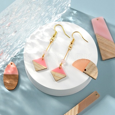 20Pcs 5 Style Resin & Wood Semi Circle Pendants RESI-LS0001-45-1