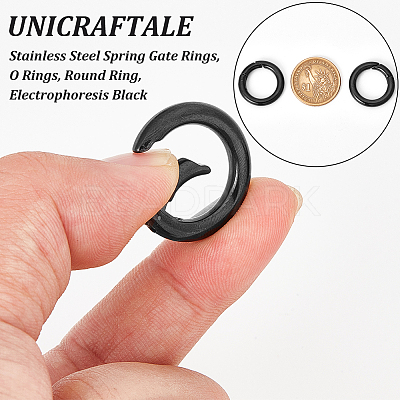 2Pcs 304 Stainless Steel Spring Gate Rings STAS-UN0041-70-1