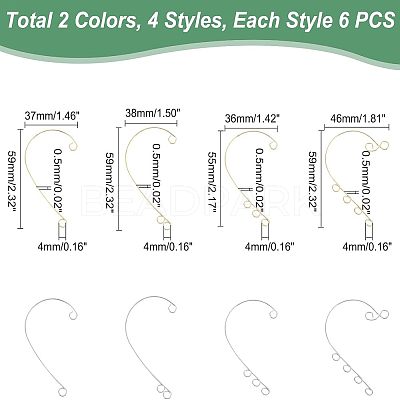 48Pcs 8 Style 316 Stainless Steel Ear Cuff Findings STAS-UN0038-18-1