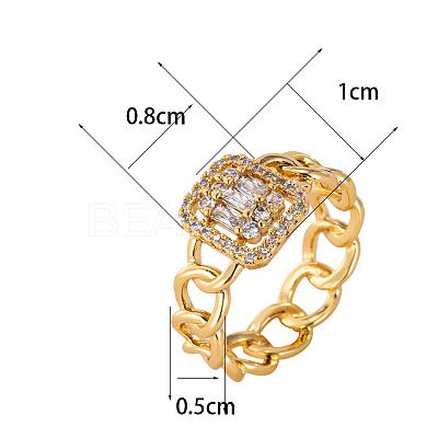 Brass Micro Pave Clear Cubic Zirconia Finger Rings FS-WGF0A01-06-1