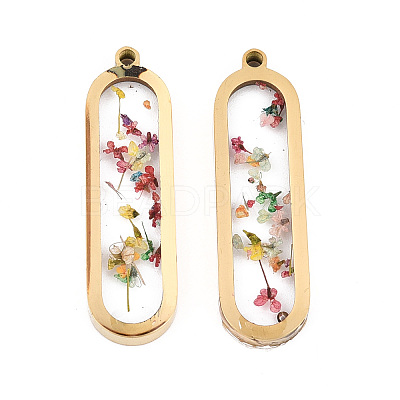304 Stainless Steel Epoxy Resin Pendants STAS-T072-33-1