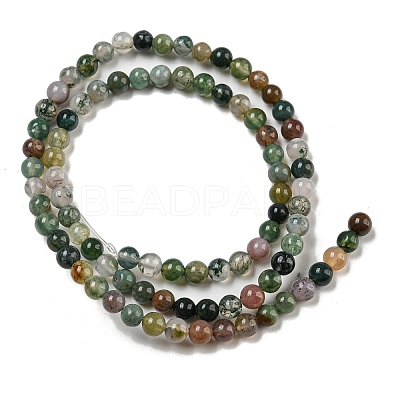 Natural Indian Agate Gemstone Bead Strands G-R201-4mm-1