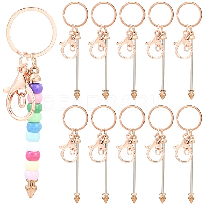 10Pcs Alloy Bar Beadable Keychain for Jewelry Making DIY Crafts KEYC-YW0001-29RG-1