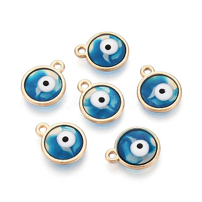 Epoxy Resin Enamel Evil Eye Charms RESI-T045-031B-02-1