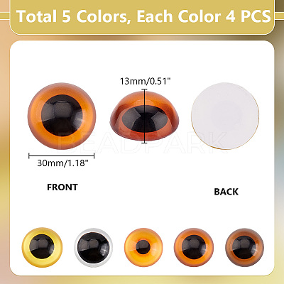 20Pcs 5 Colors Glass Craft Eyes Cabochons DOLL-PH0001-51-1