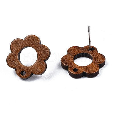 Walnut Wood Stud Earring Findings MAK-N032-016-1