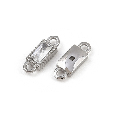 304 Stainless Steel Pave Clear Cubic Zirconia Rectangle Links Connector Charms STAS-F322-13P-1