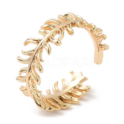 Leaf Brass Finger Cuff Rings KK-C028-31G-1