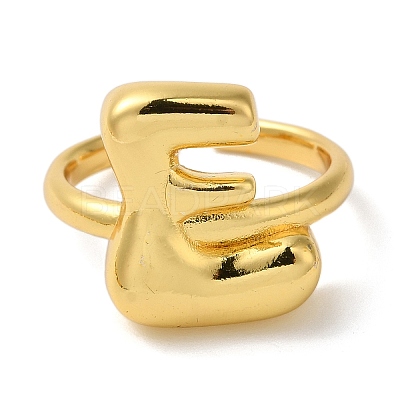 Initials Brass Open Cuff Ring for Women RJEW-N046-02E-G-1