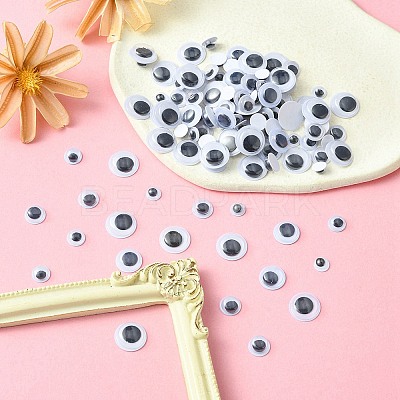 500Pcs 5 Style Black & White Plastic Wiggle Googly Eyes Buttons DIY Scrapbooking Crafts Toy Accessories with Label Paster on Back KY-YW0001-54-1