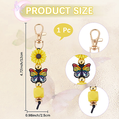 1Pc Silicone Cartoon Butterfly Flower Pendant Decorations HJEW-CP0001-17B-1