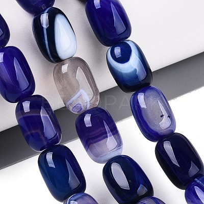 Dyed Natural Banded Agate Beads Strands G-T144-44C-1