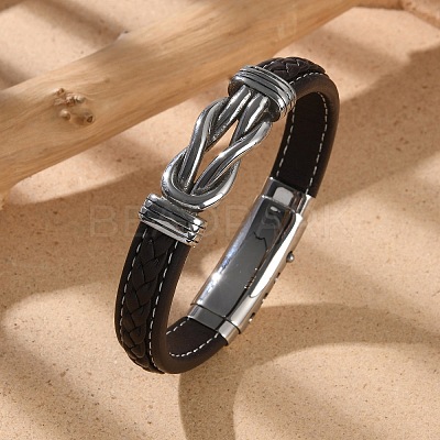 Braided Microfiber Leather Cord Bracelets for Men BJEW-Z081-03P-02-1