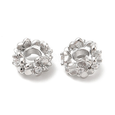 Brass Pave Clear Cubic Zirconia Spacer Beads X-KK-K333-31P-1