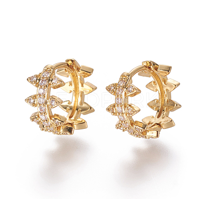 Brass Micro Pave Cubic Zirconia Huggie Hoop Earrings EJEW-F209-05G-1