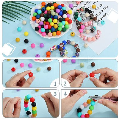 20Pcs Round Silicone Focal Beads SIL-SZ0003-20A-1