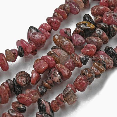 Natural Rhodonite Chip Bead Strands G-M205-24-01-1