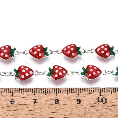 Brass Enamel Strawberry Link Chains CHC-N024-01P-1