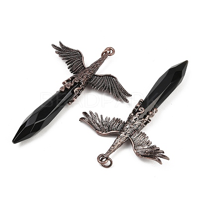 Natural Obsidian Faceted Pointed Bullet Shaped Big Pendants G-T145-01R-07-1