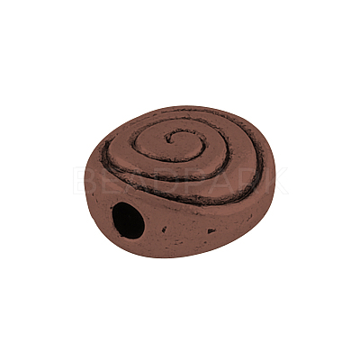 Tibetan Style Alloy Flat Round Carved Vortex Beads TIBEB-5437-R-FF-1