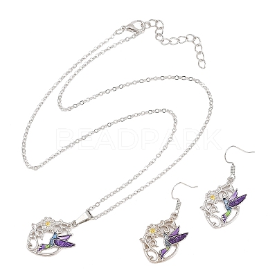 Alloy Pendant Necklaces & Stud Dangle Earrings Sets FS-WG60DFE-07-1