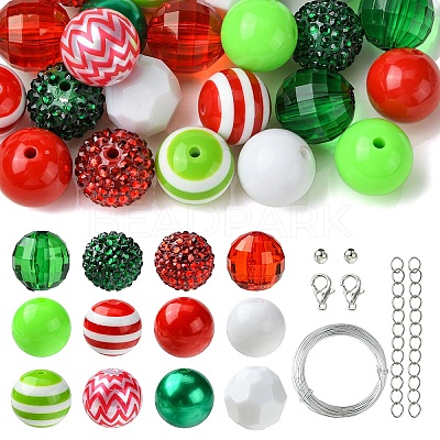 DIY Round Acrylic & Striped Resin Beads Pendants Making Kits DIY-YW0010-21A-1