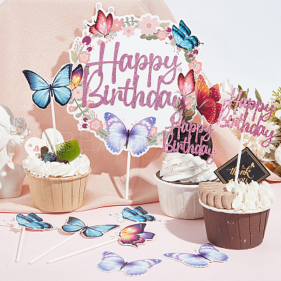 Butterfly & Word Cake Topper Sets DIY-SC0024-83-1