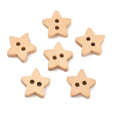Natural 2-hole Basic Sewing Button in Star Shape NNA0Z7T-1
