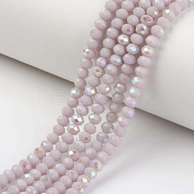 Electroplate Opaque Solid Color Glass Beads Strands X-EGLA-A034-P8mm-L08-1