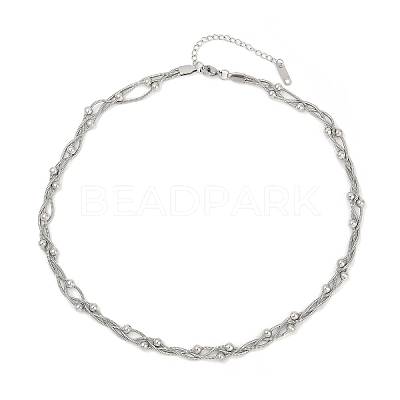 304 Stainless Steel Layered Necklaces NJEW-Z072-01P-1