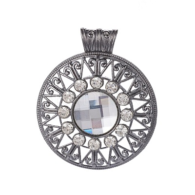 Alloy Glass Rhinestone Big Pendants PALLOY-J336-03B-1