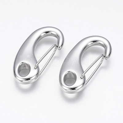 Tarnish Resistant 304 Stainless Steel Push Gate Snap Keychain Clasp Findings STAS-G143-11F-1