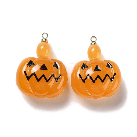 Halloween Pumpkin Transparent Resin Pendants RESI-B010-03A-1