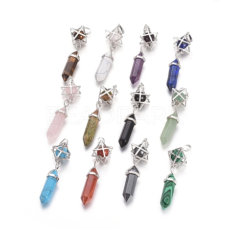 Natural & Synthetic Mixed Gemstone Pendants G-L512-M-1