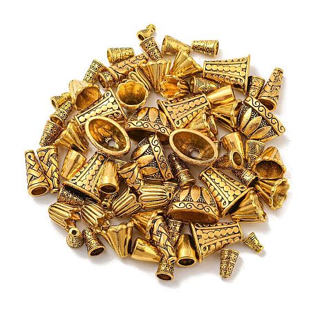 60pcs 10 style Tibetan Style Alloy Bead Cap & Cone TIBE-YW0001-57-1