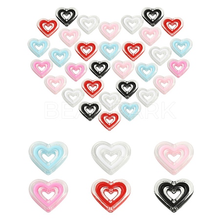 30Pcs 6 Colors Acrylic Beads SACR-YW0001-61-1