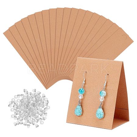 100Pcs 3D Triangle Kraft Paper Earring Display Cards DIY-WH0430-007-1