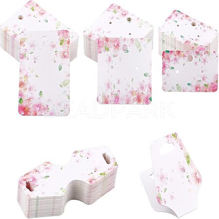 200 Pcs 4 Styles White Cardboard Display Cards CDIS-CA0001-13-1
