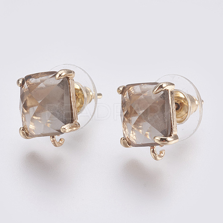 Faceted Glass Stud Earring Findings GLAA-F084-C12-1