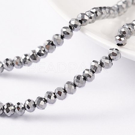 Faceted Electroplate Glass Rondelle Bead Strands X-EGLA-R080-4mm-01-1