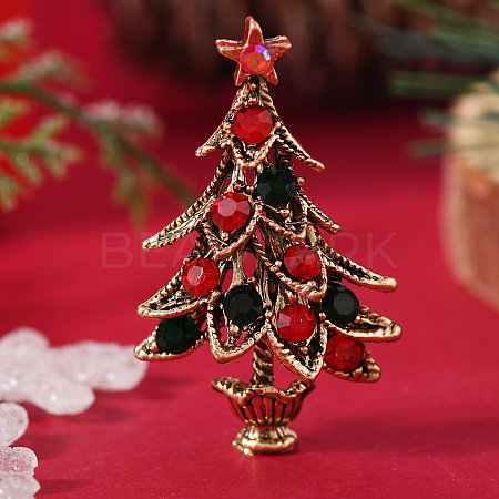 Christmas Theme Zinc Alloy Rhinestone Brooches for Backpack Clothes LK8386-9-1