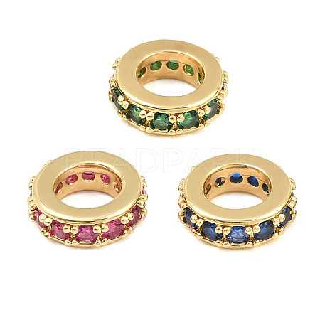 Brass Micro Pave Cubic Zirconia European Beads CU-CBAB99C-04G-1